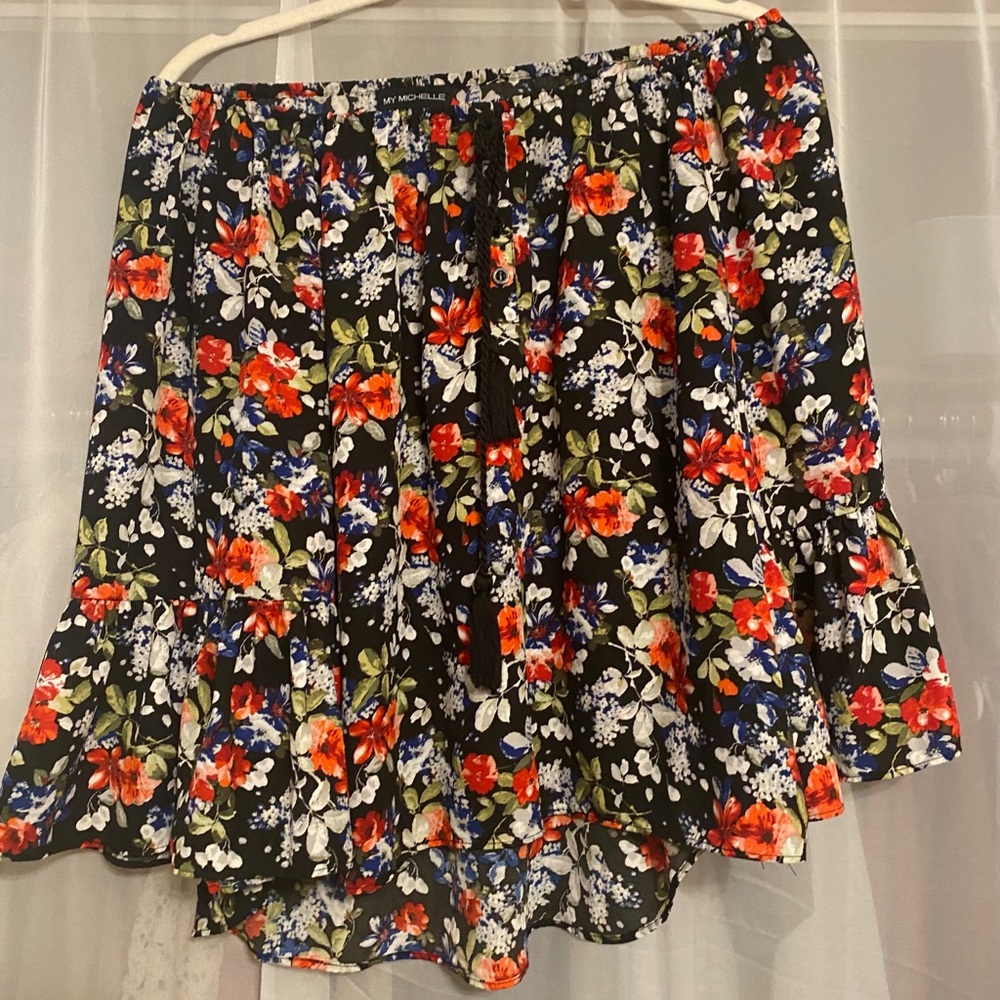 Off the shoulder floral blouse